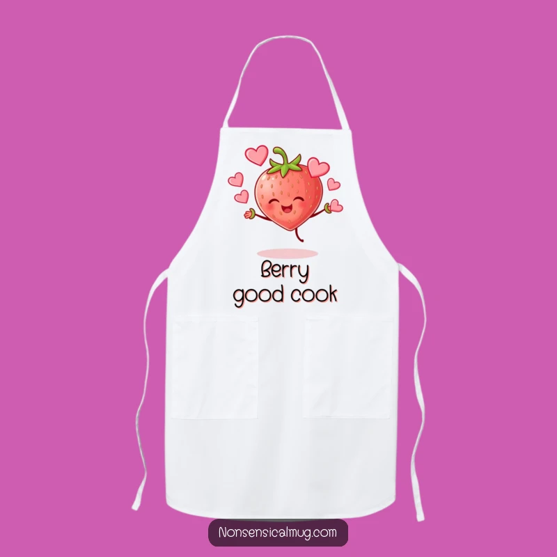 Funny Strawberry Juggling Hearts Apron: Cook with Love and Cheer!