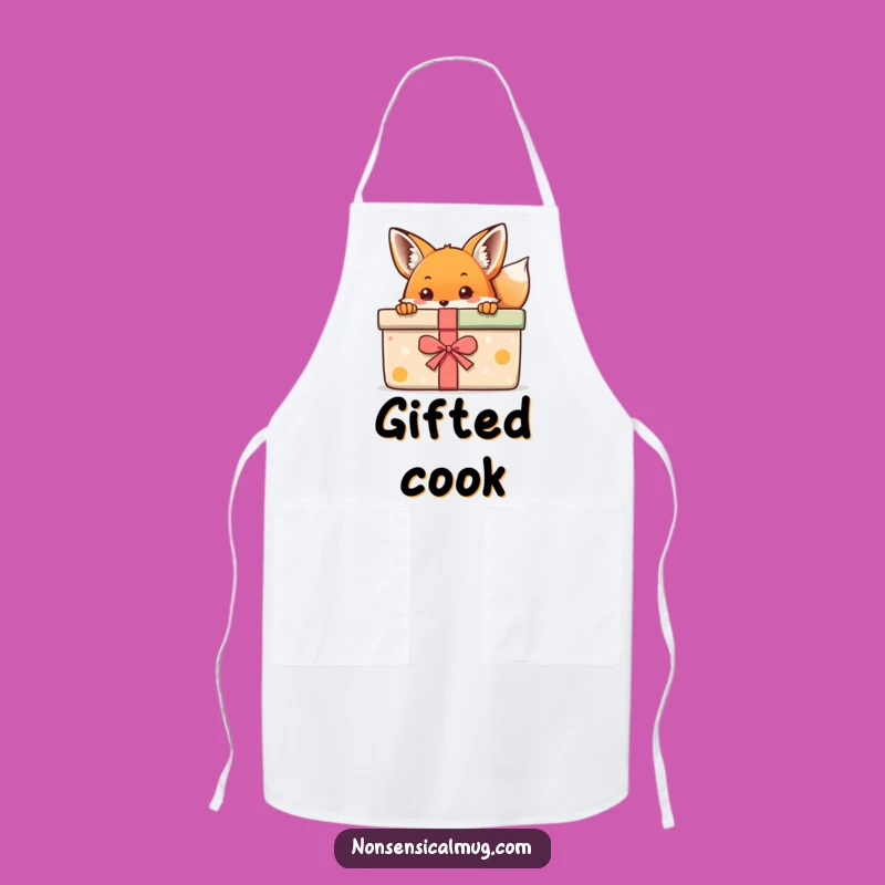 Kawaii Fox Artist Apron: Cute Peeking Fox Bib, Practical Funny Gift!
