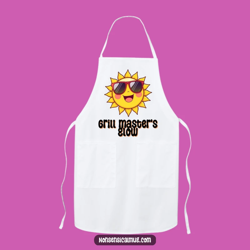 Funny Sun Apron: Beaming Character with Sunglasses for Kitchen Fun Gift