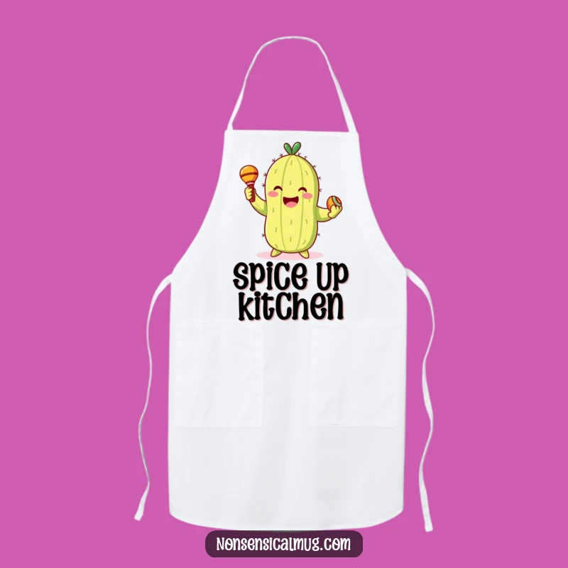 Funny Cactus Apron: Dancing Character with Maracas for Kitchen Fun Gift