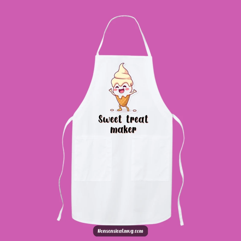 Funny Kawaii Melting Ice Cream Dance Apron: Silly Dessert Kitchen Wear
