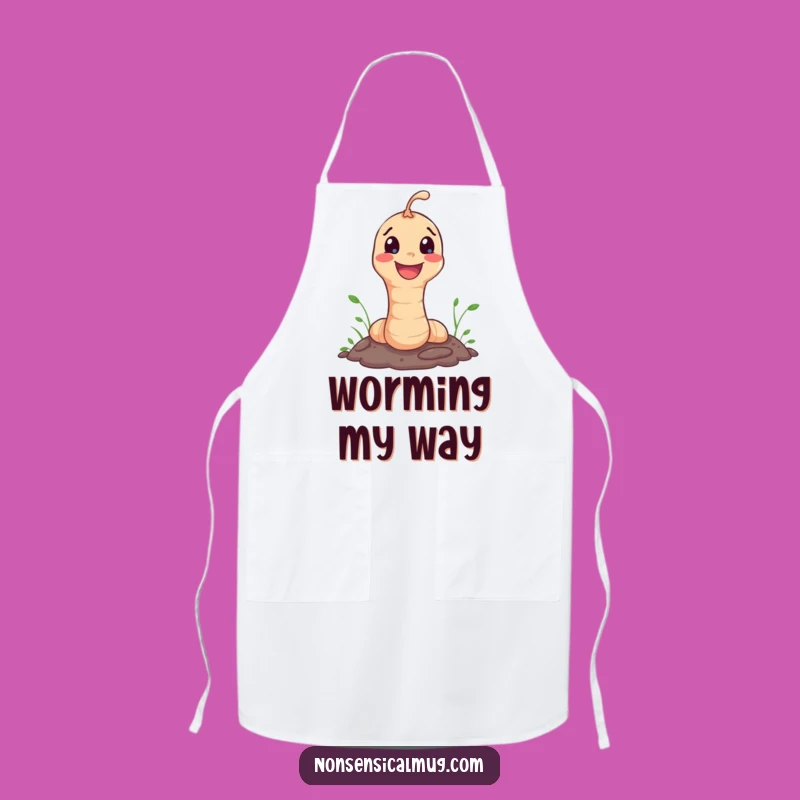 Funny Worm Apron: Happy Character Popping for Kitchen Fun Gift