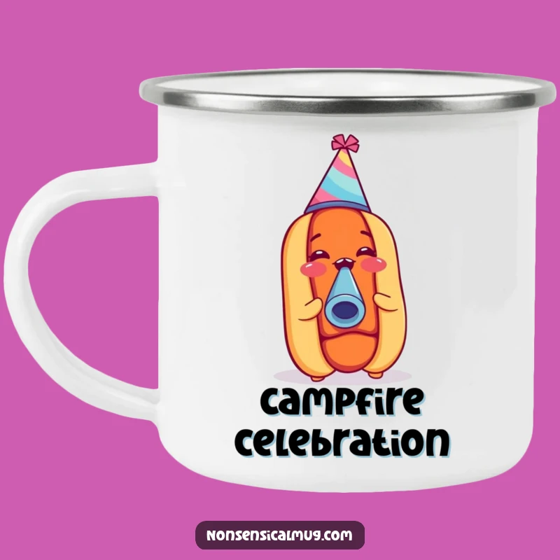 Funny Party Hot Dog Hat Noisemaker Camping Mug - Festive Adventure Fuel