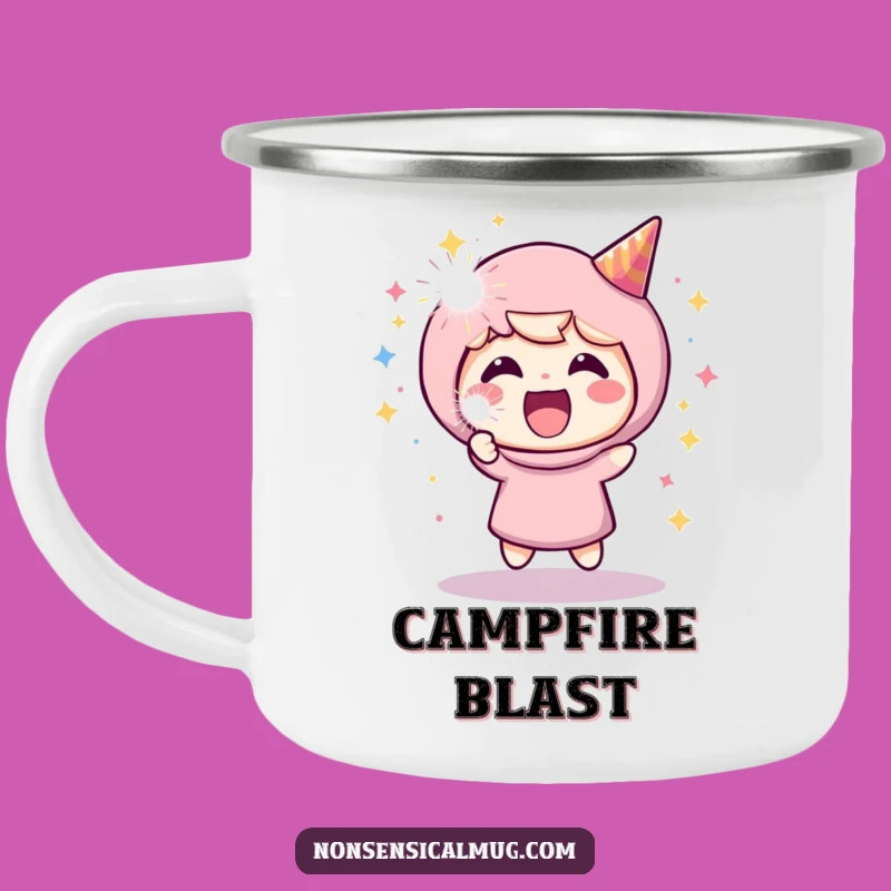 Funny Cheerful Character Camping Mug: Enjoy Your Brew with This Hilarious Party Popper Cup
