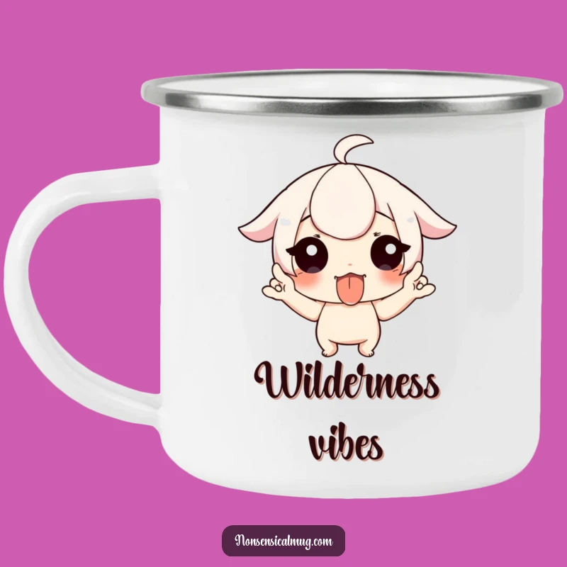 Funny Tongue Out Wiggle Fingers Camping Mug - Durable & Cheeky Outdoor Companion, Great Funny Gift