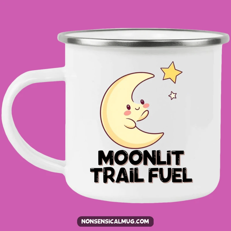 Funny Moon Chasing Star Camping Mug: Durable Whimsical Drinkware, Cosmic Adventures, Gift