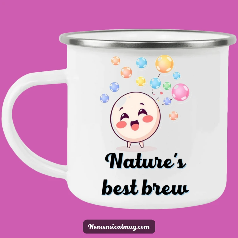 Funny Bubble Blowing Circle Character Camping Mug - Adventure Fuelled by Fun