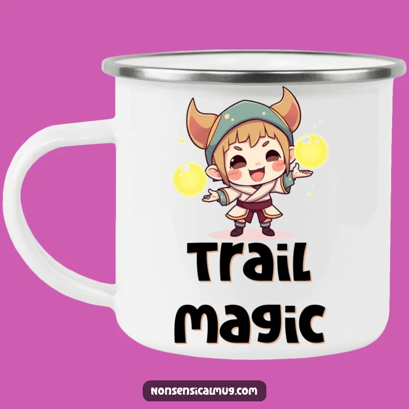 Funny Mischievous Character Camping Mug: Sip Magic with This Hilarious Orb Juggling Cup