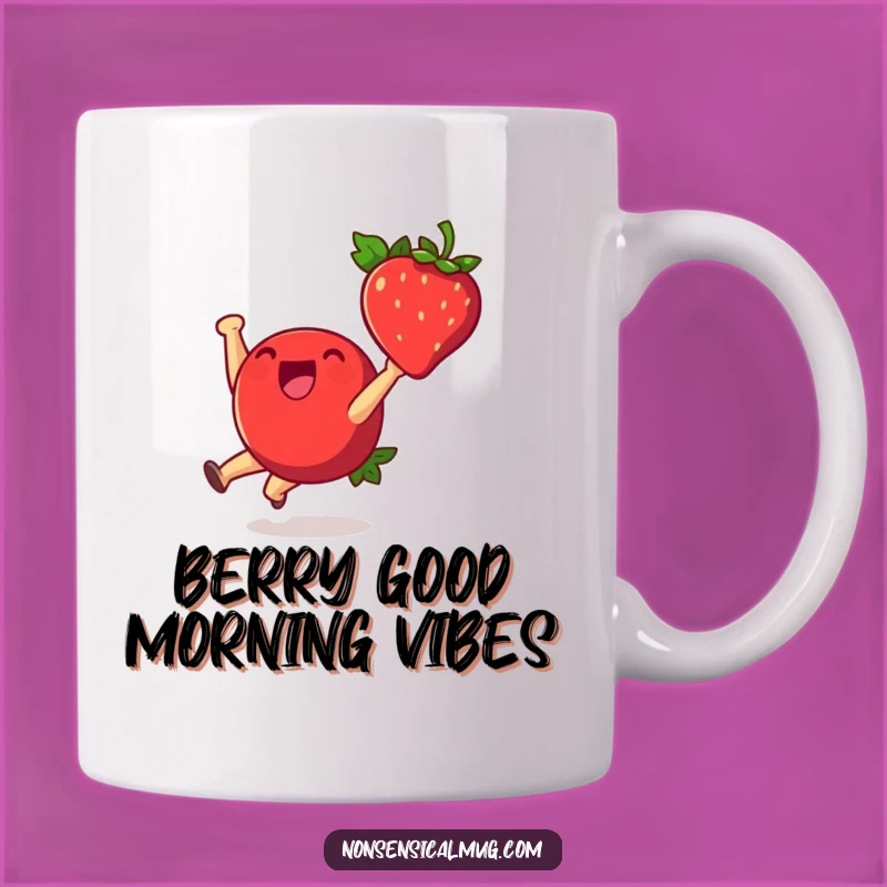 Funny Strawberry Cartwheel Mug: Cheerful Fruit Character, Perfect Joyful Gift