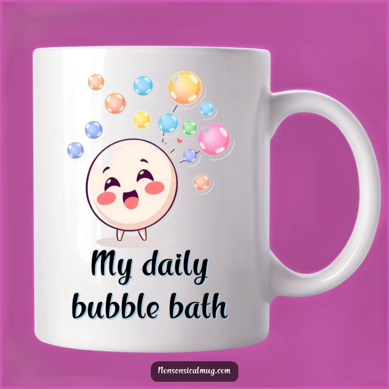 Funny Bubble Blowing Circle Character Mug - Delightful Gift for Joyful Moments