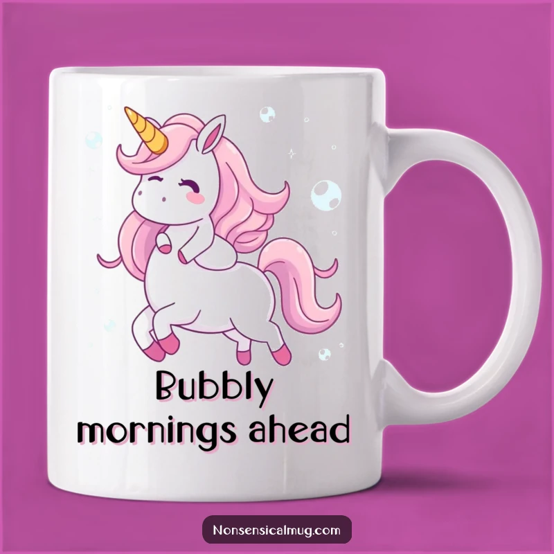 Funny Bubble Unicorn Mug - Giggling Character's Magical Ride - Perfect Gift