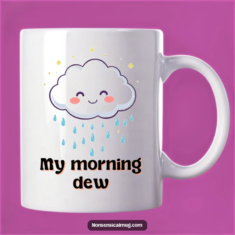 Funny Cloud Raindrops Mug: Cute Character, Gentle Sparkle, Perfect Cheerful Gift