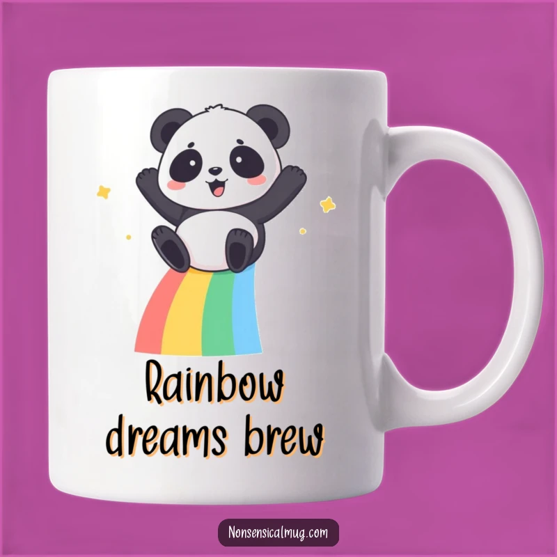 Kawaii Panda Rainbow Mug: Joyful Sliding Panda, Perfect Funny Gift for Kids!