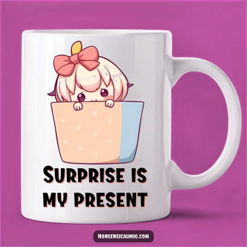 Funny Shy Gift Peeker Mug - Adorable Character Art Gift, Perfect Funny Gift