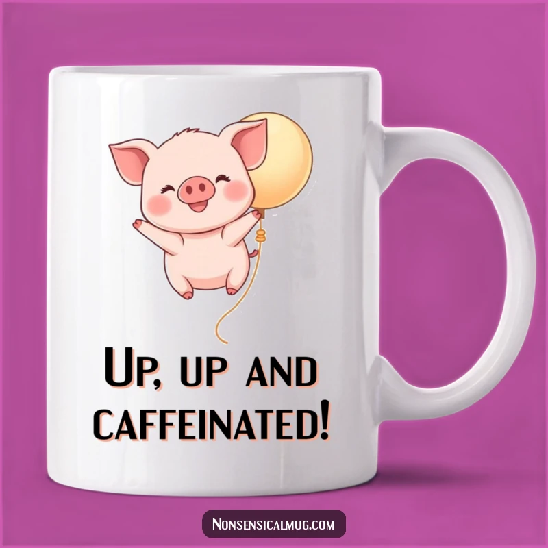 Funny Kawaii Piglet Balloon Gift - Adorable Cute Flying Pig Mug for Joyful Mornings