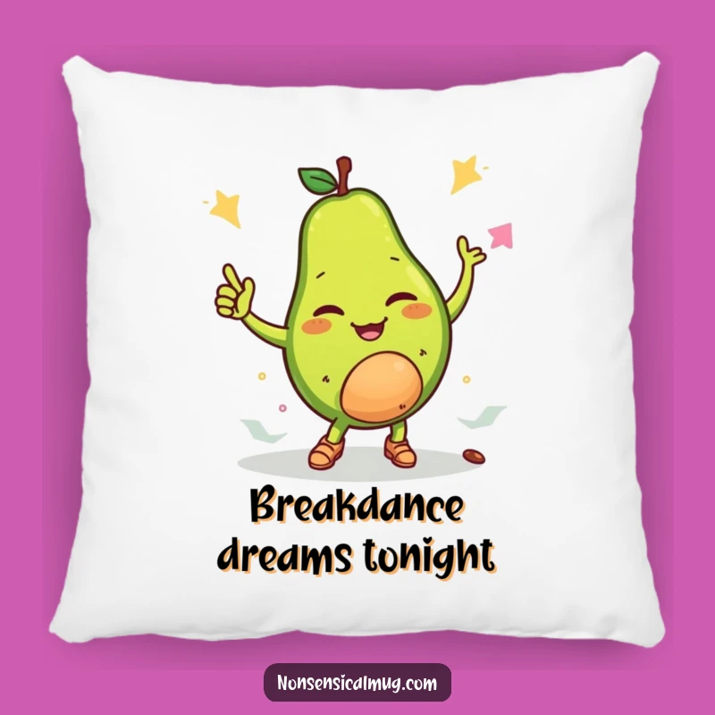 Funny Winking Avocado Breakdance Pillow: Cozy & Cool Avocado Decor