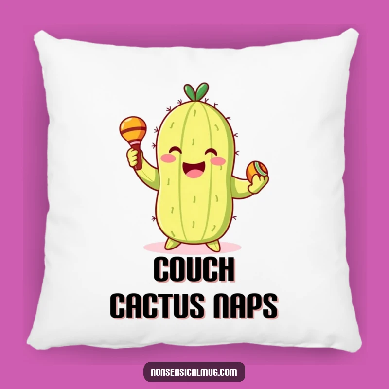Funny Cactus Pillow: Dancing Character with Maracas for Cozy Comfort Gift