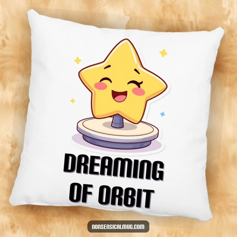 Funny Pillow: Cheerful star character winking and spinning happily, providing comfort and a humorous touch.