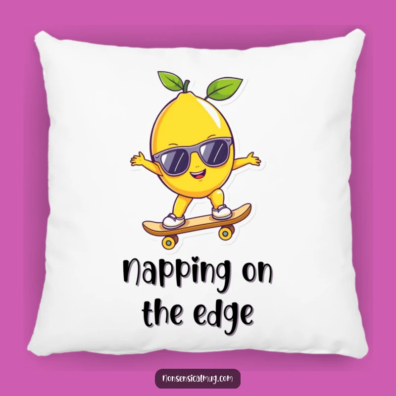 Funny Lemon Skater Pillow: Relax with Citrus Cool and Comfort