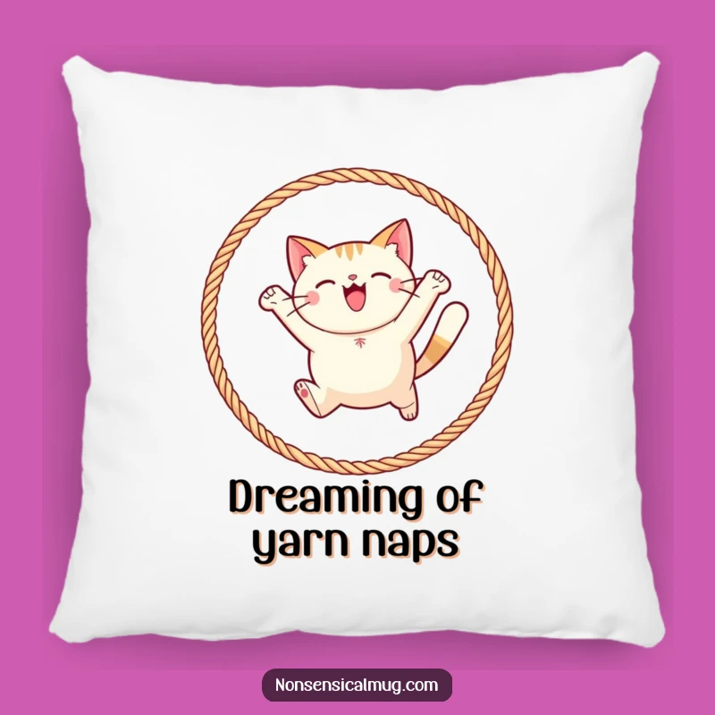 Funny Round Cat Yarn Hoop Pillow: Cozy Comfort and Playful Charm!