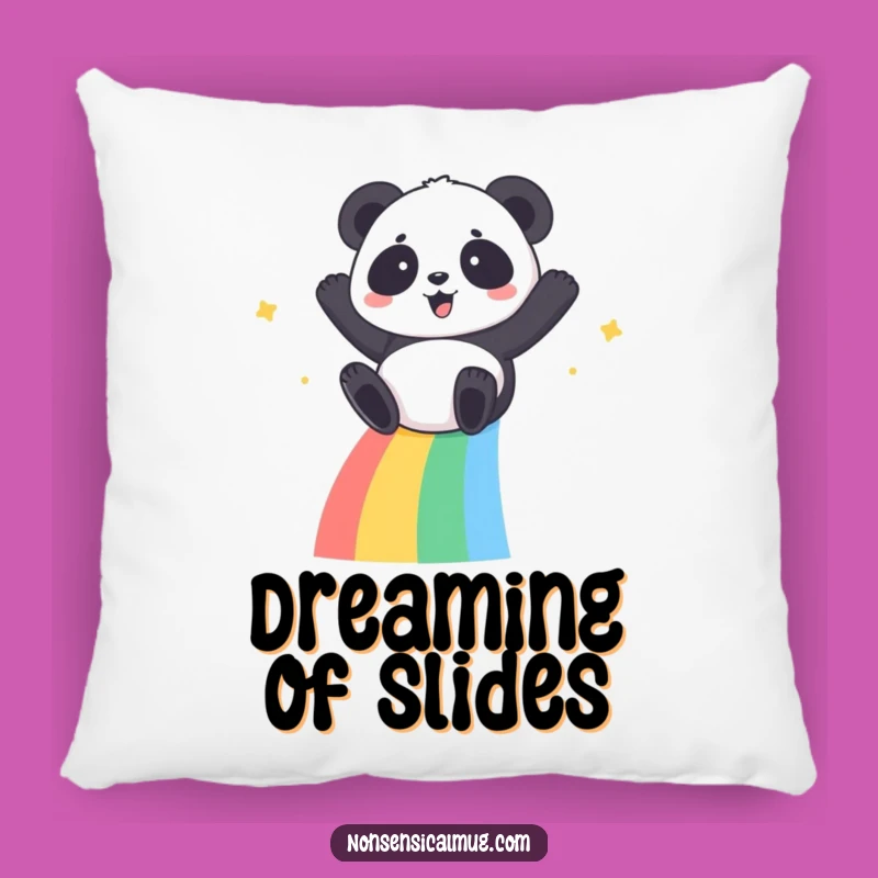 Kawaii Panda Rainbow Pillow: Joyful Sliding Panda Cushion, Whimsical Funny Gift!