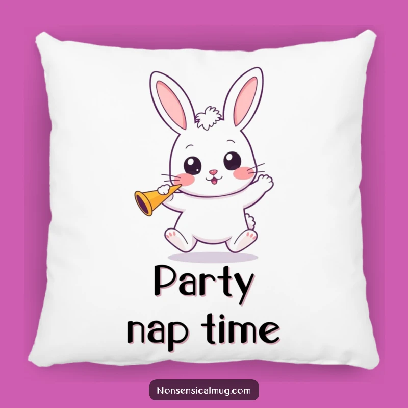 Funny Kawaii Bunny Pillow: Cozy Comfort with Wide Eyes and Party Spirit