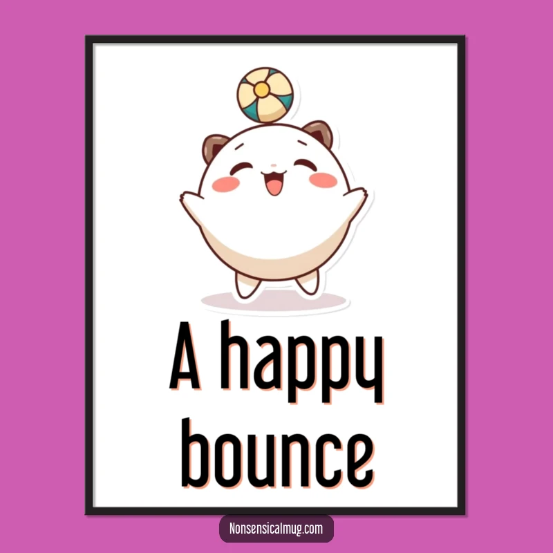 Digital Funny Head Bounce Art: Playful Character's Joyful Print!