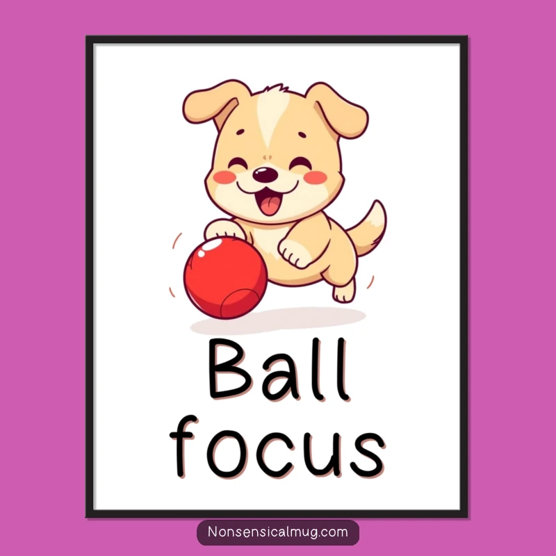 Funny Kawaii Dog Digital Art: Playful Pups and Bouncing Balls for Instant Fun