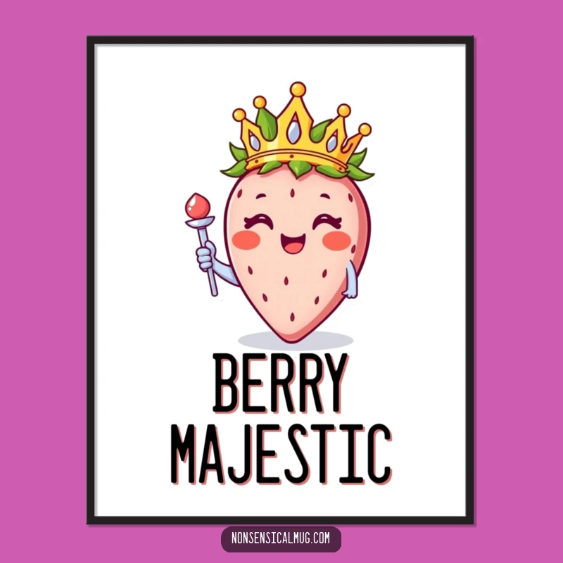 Funny Royal Strawberry Crown Digital Art - Sweet Wall Decor, Hilarious Gift
