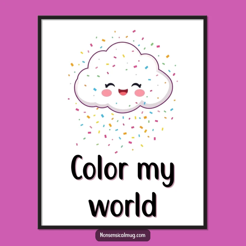 Funny Confetti Cloud Digital Art - Instant Cheerful Celebration Wall Decor
