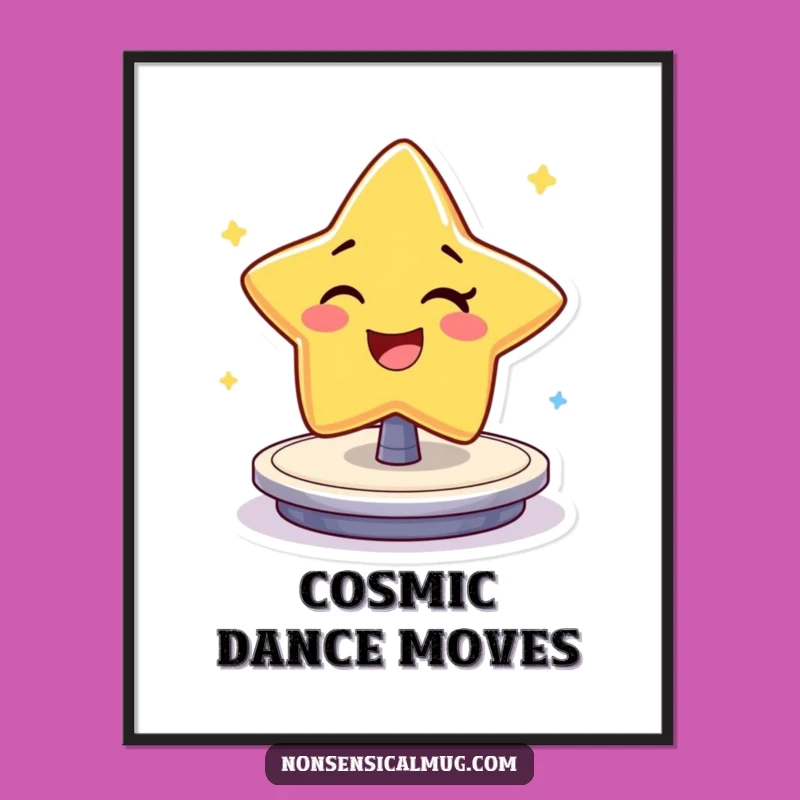 Funny Winking Star Digital Art: Cheerful Character's Spin for Instant Decor Gift
