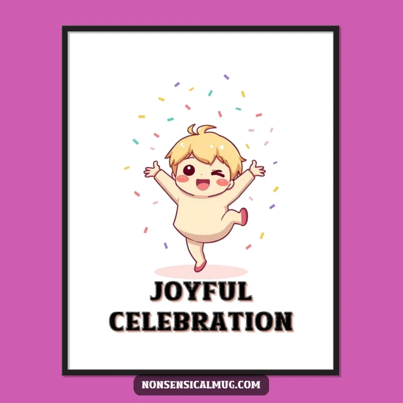 Digital Funny Kawaii Art: Joyful Cartwheel Celebration Print!