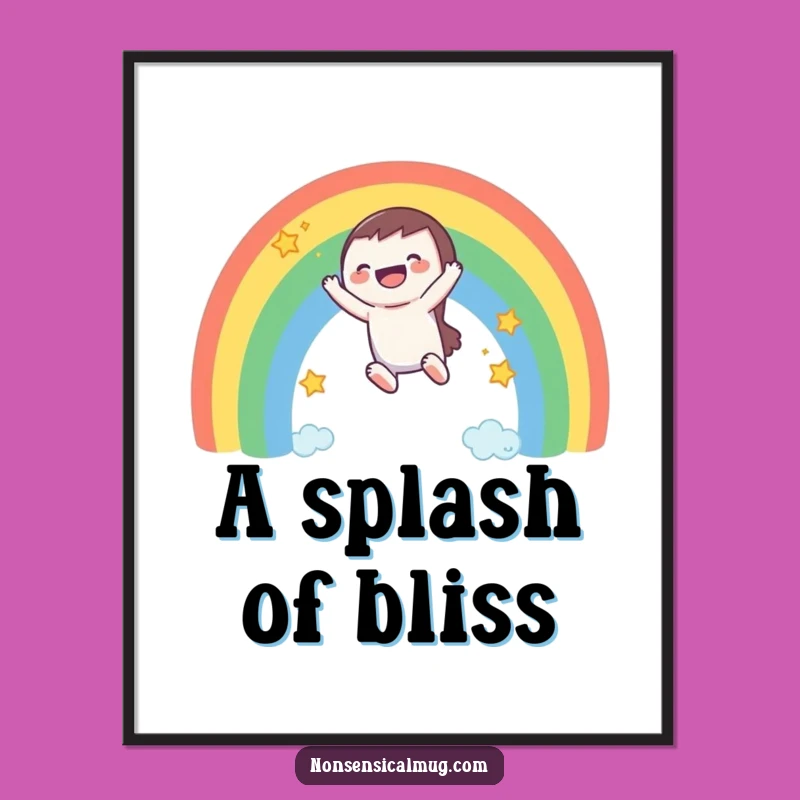 Digital Funny Rainbow Art: Bring Laughing Character's Joy Home, Instant Gift!