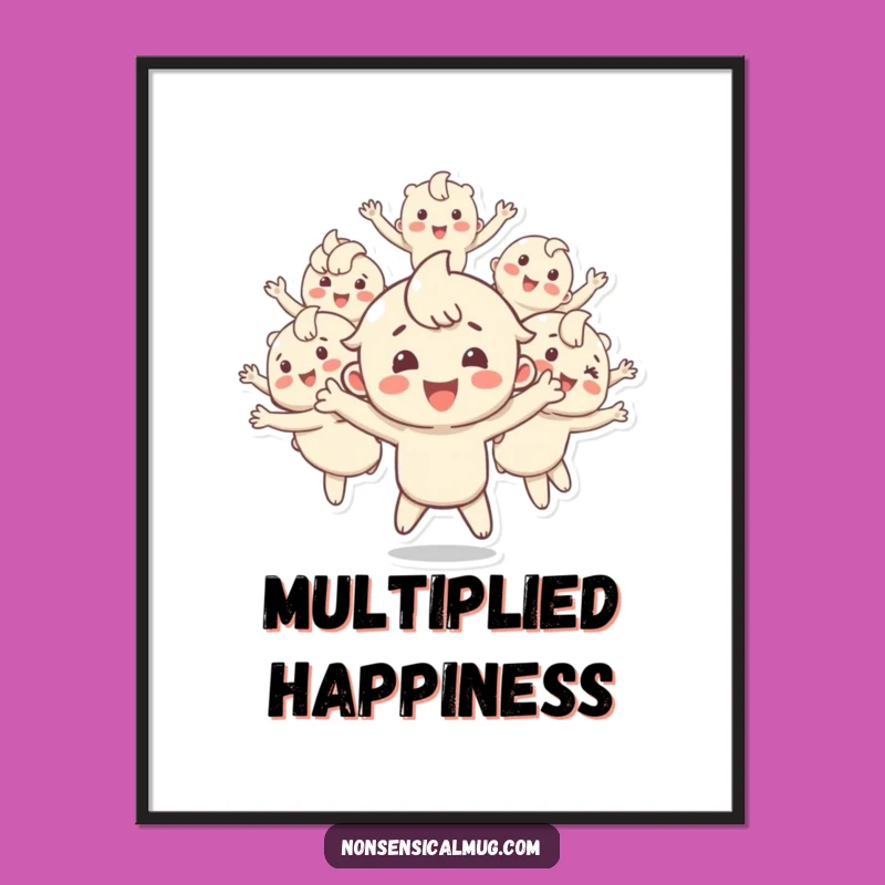 Funny Bouncing Copies Digital Art - High-Res Happy Character Print - Instant Gift