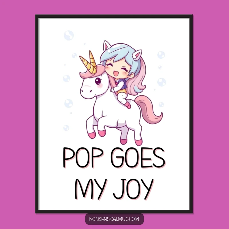 Funny Bubble Unicorn Digital Print: Giggling Character, Instant Whimsical Decor
