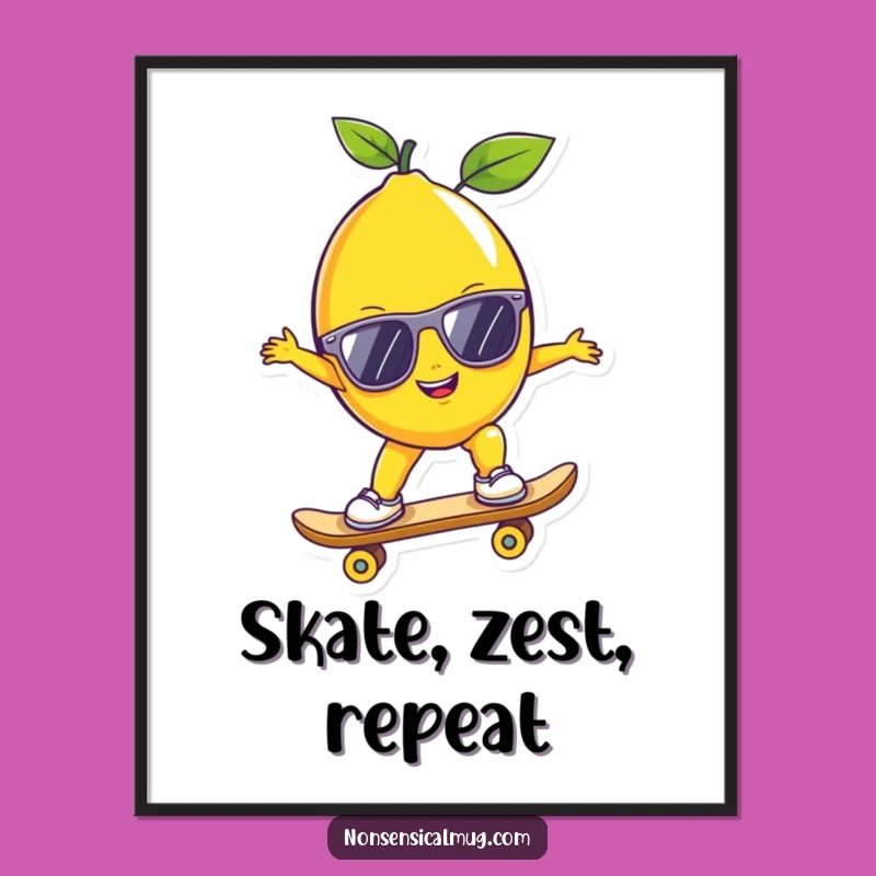 Funny Lemon Skater Digital Print: Instant Cool Vibes for Your Walls