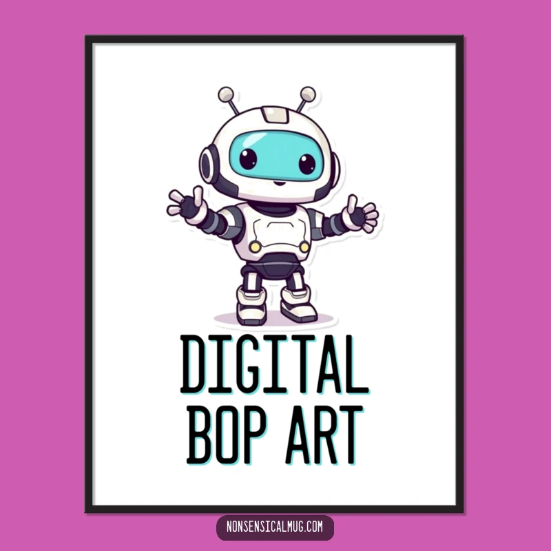 Funny Robot Bop Digital Art Print An Instant Cheerful Gift