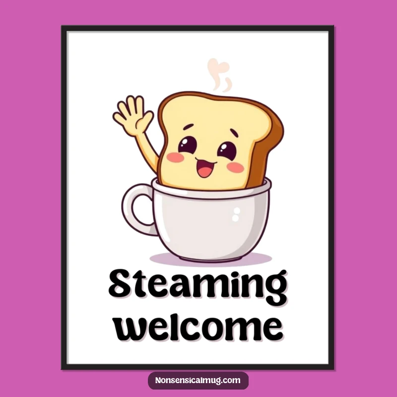 Funny Smiling Toast Digital Art: Instant Warm Greetings, Great Wall Decor!
