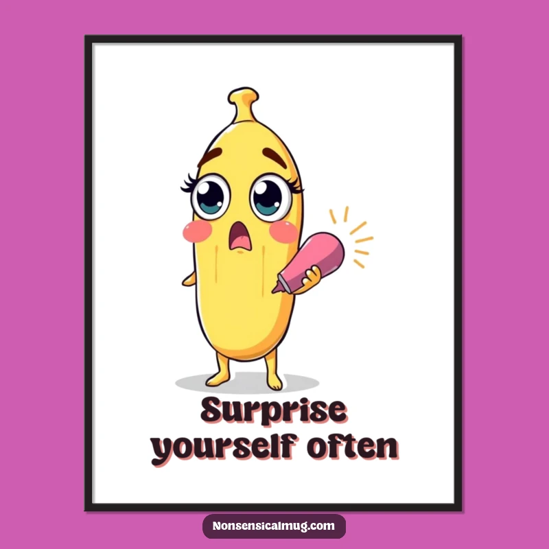 Funny Surprised Banana Party Popper Digital Art - Instant Surprise Decor Gift