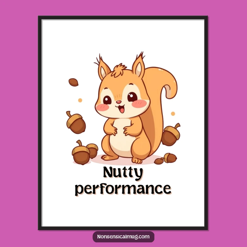 Funny Squirrel Juggling Print: Happy Nutty Acrobat Digital Download, Instant Funny Gift!