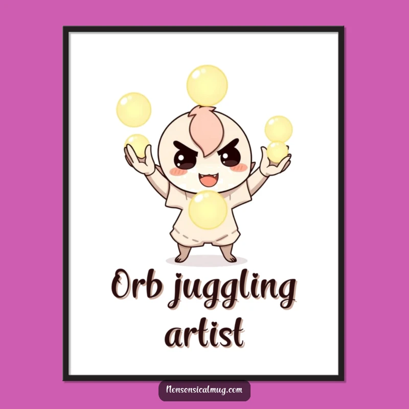 Funny Juggling Orbs Digital Art - High-Res Mischievous Character Print - Instant Gift
