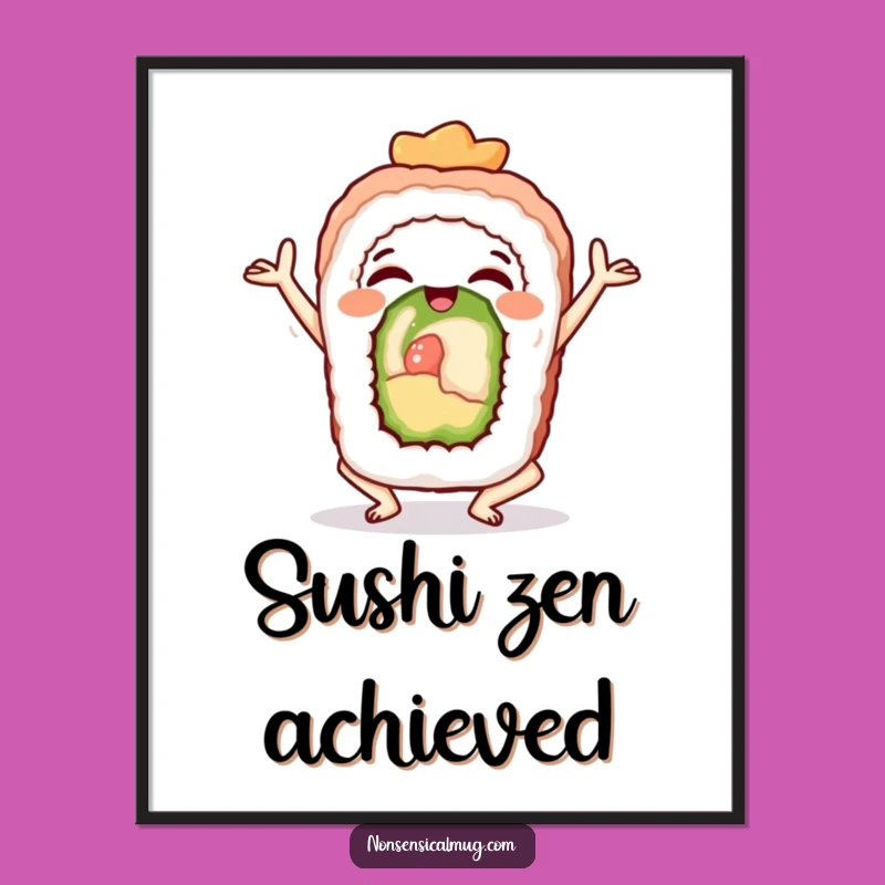 Funny Sushi Yoga Digital Print: Instant Zen and Humor for Your Space