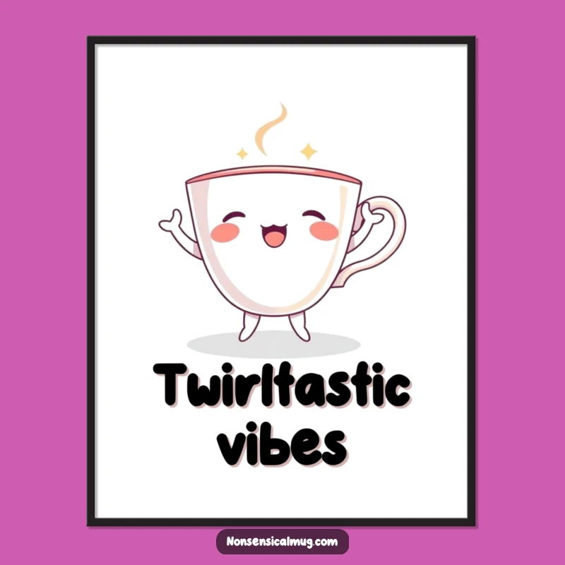 Funny Dancing Teacup Digital Art: Instant Joyful Decor, a Hilarious and Funny Gift