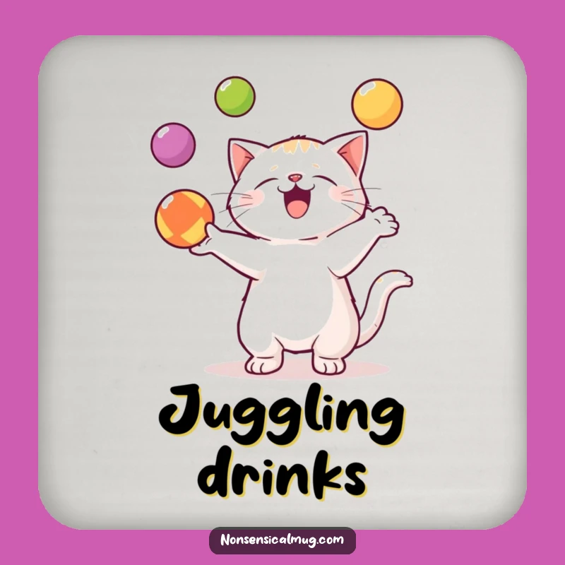 Funny Kawaii Cat Drink Coaster: Protect Surfaces with Talented Paws and Fun