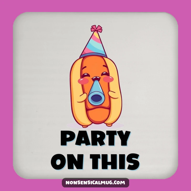 Funny Party Hot Dog Hat Noisemaker Coaster - Protect Surfaces with Festive Fun