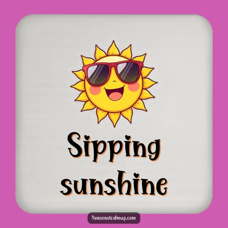 Funny Sun Coaster: Beaming Character with Sunglasses Table Protection Gift