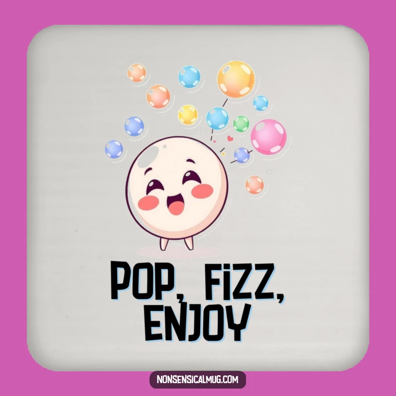 Funny Bubble Blowing Circle Character Coasters - Protect Surfaces with Playful Charm