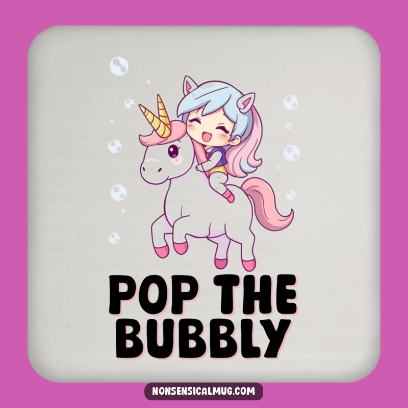 Funny Bubble Unicorn Coaster: Giggling Character, Protect Surfaces Magically