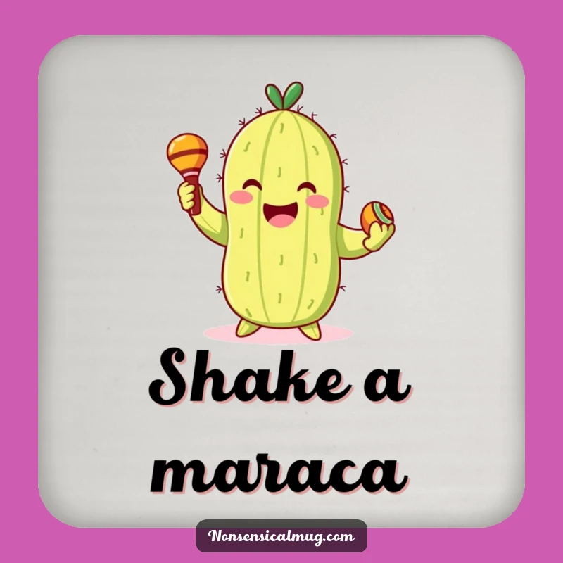 Funny Cactus Coaster: Dancing Character with Maracas Table Protection Gift