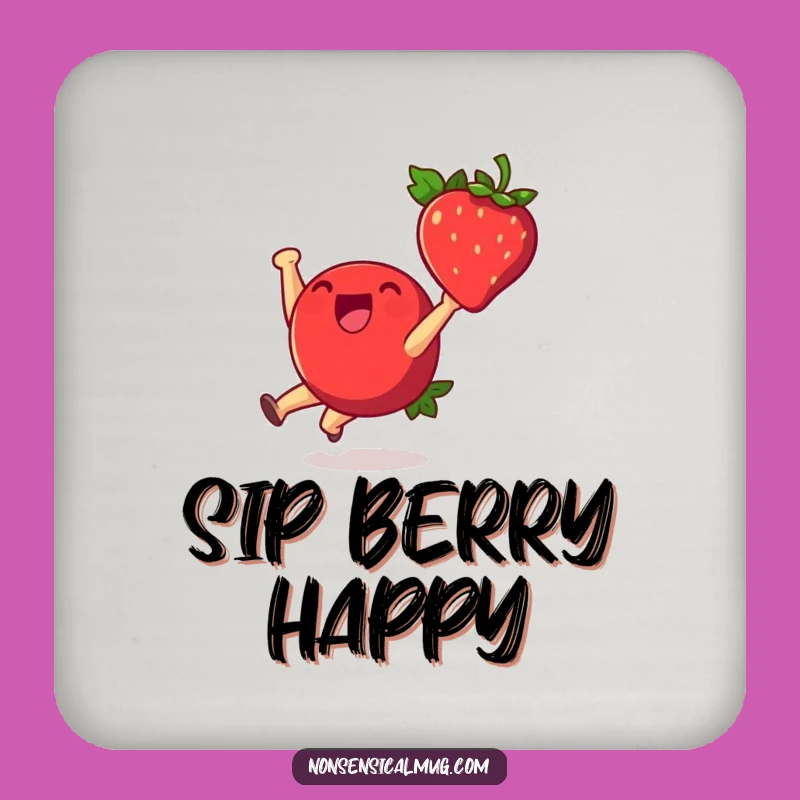 Funny Strawberry Cartwheel Coaster: Cheerful Fruit Drink Protector Gift